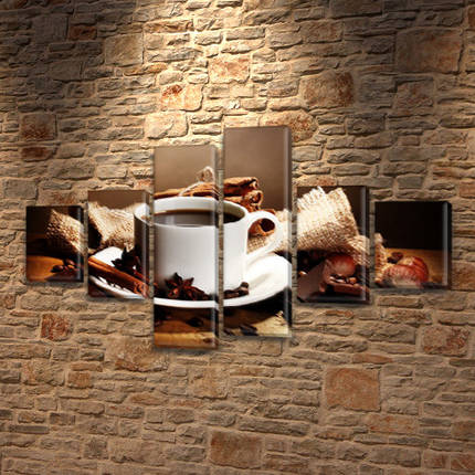 Картина модульна Кави з корицею, на Полотні сін., 70x120 см, (25x18-2/35х18-2/65x18-2), фото 2