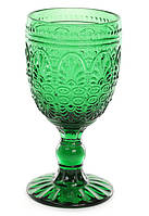 Набор стеклянных бокалов для вина 300 мл цвет- зеленый изумруд 6 шт.