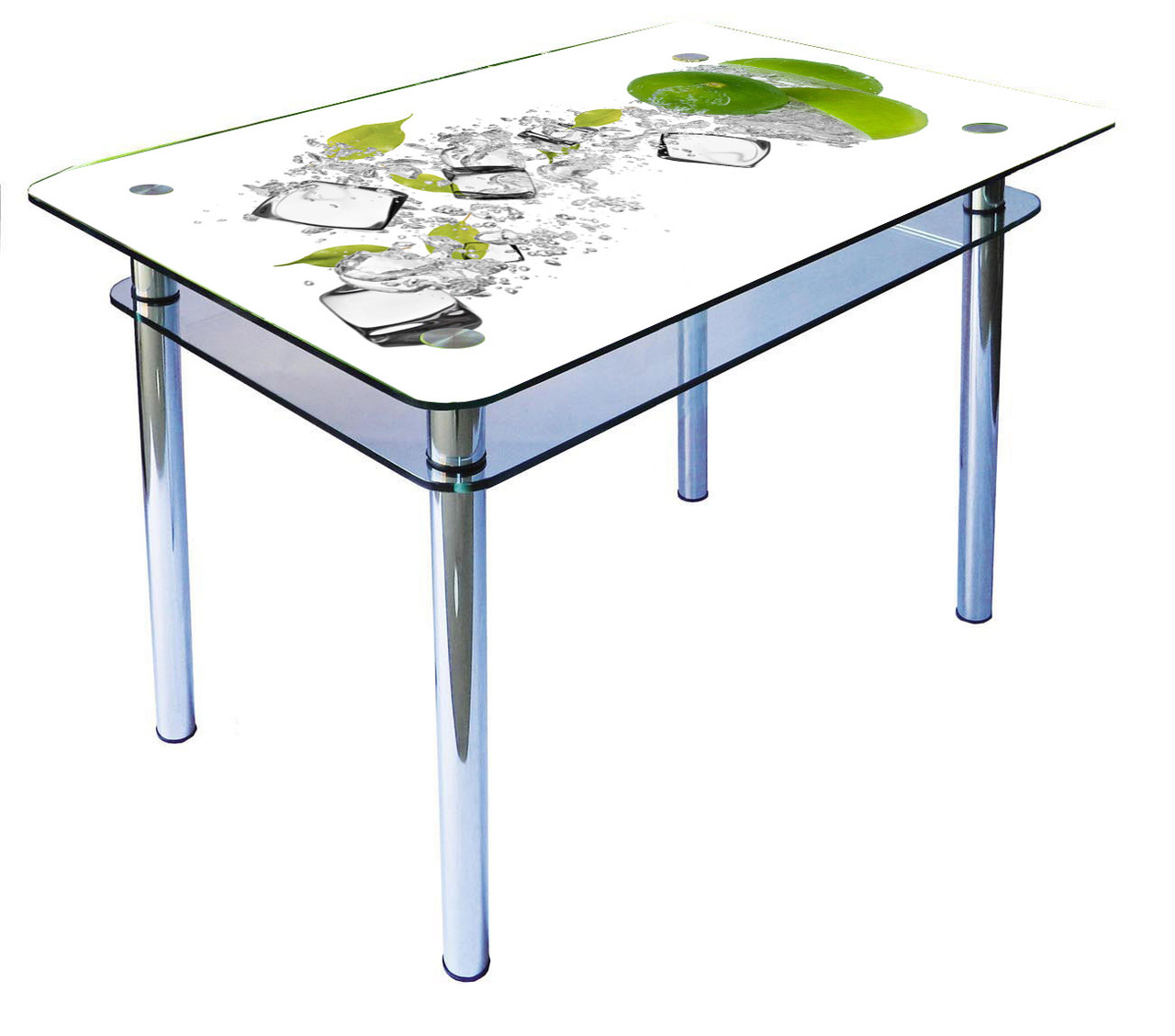 стол обеденный раздвижной со стеклом с рисунком