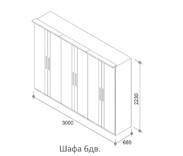 Шкаф 6-дверный Капри (размеры)