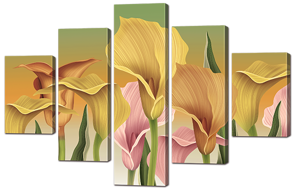 Модульна картина різних квітів Кали