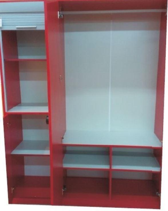 Шкаф 3-дверный Форсаж красный (наполнение, фото 2)