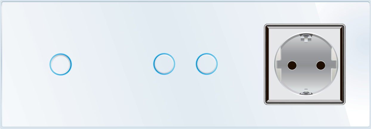 СЕНСОРНЫЙ ТРОЙНОЙ ВЫКЛЮЧАТЕЛЬ С РОЗЕТКОЙ LIVOLO, ЦВЕТ БЕЛЫЙ, СТЕКЛО (VL-C701/C702/C7C1EU-11)
