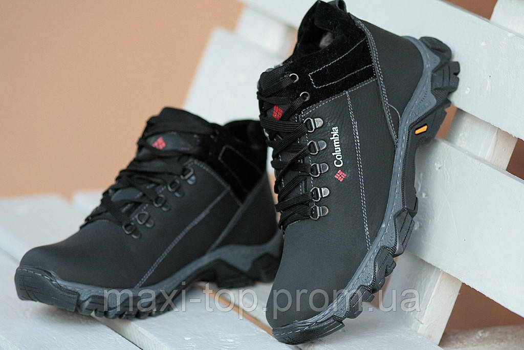 

Ботинки спортивные полуботинки зимние кожа мужские черные (Код: М184) 43, Черный