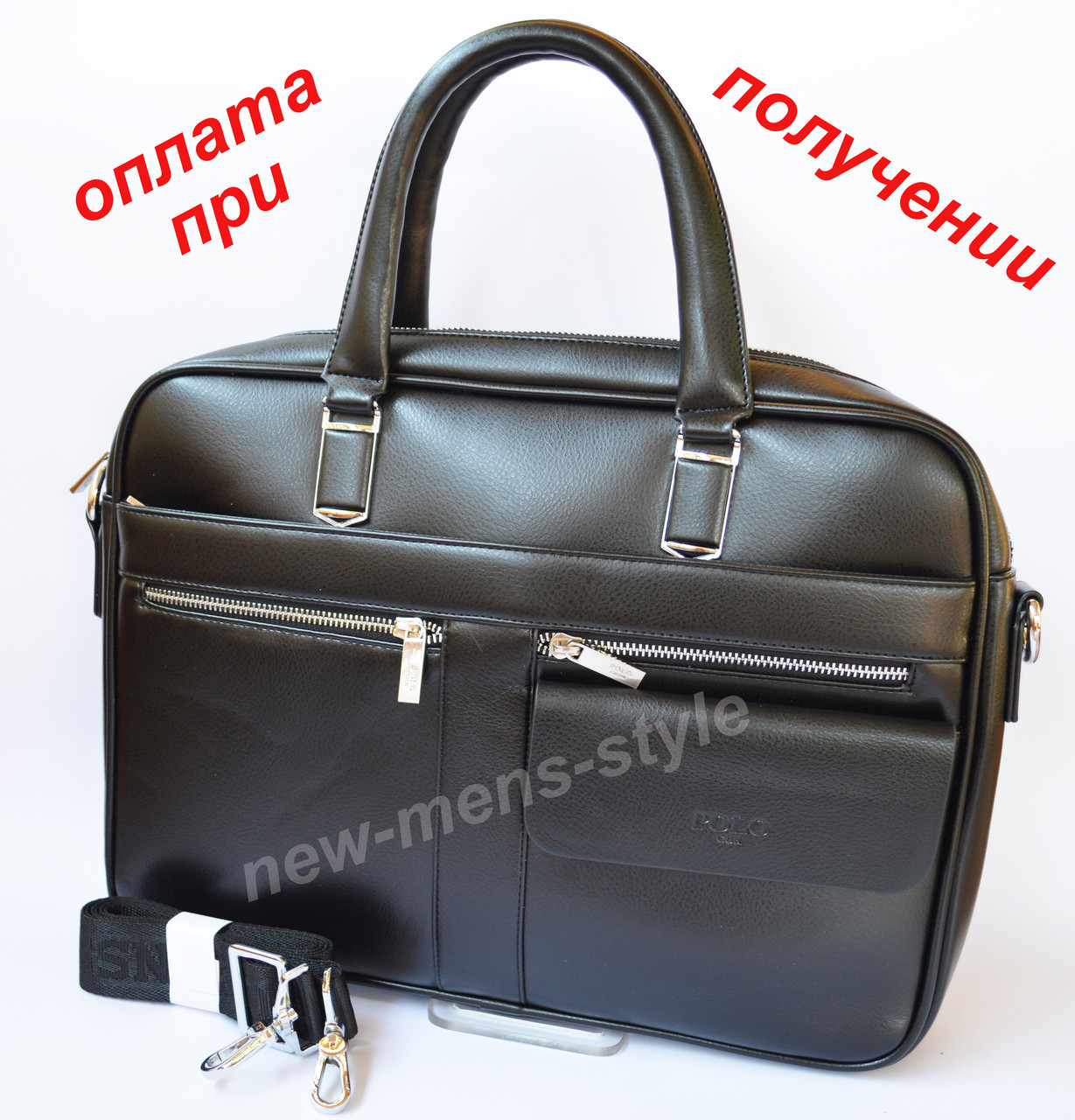 Мужская деловая кожаная фирменная сумка портфель Polo для документов A
