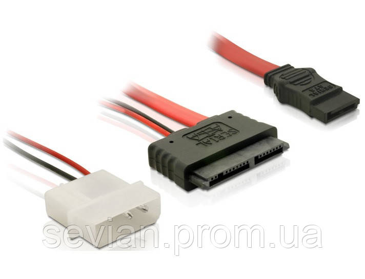 

Кабель накопичувача SATAmicro 16p-7p F/F Delock +Molex 0.3 м прямий 5V Gold Разные цвета(70.08.4384)