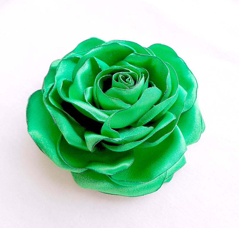 Брошка квітка з тканини ручної роботи "Зелена троянда" -купити-в інтернет-магазині AnnaRose