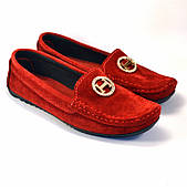 Червоні замшеві мокасини жіноче взуття великих розмірів Ornella BS Red by Rosso Avangard колір 