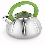 Качественный чайник со свистком 3л из нержавейки для газовой плиты и индукционной Kamille KM0671, фото 4