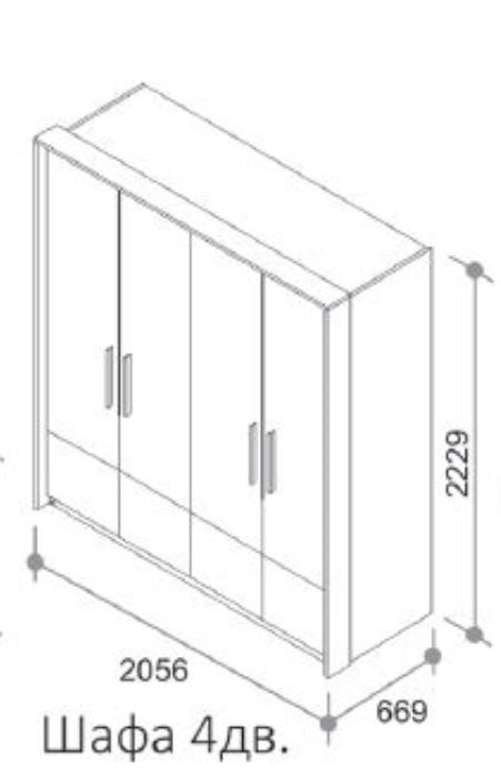 Шкаф 4-дверный Верона (размер)