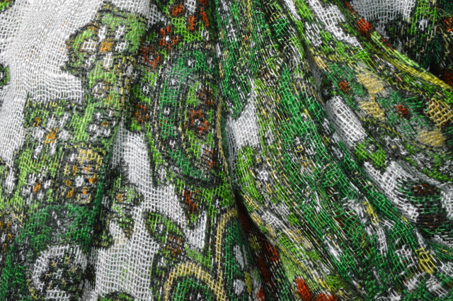 Зелений лляної шарф з турецьким орнаментом фото 2