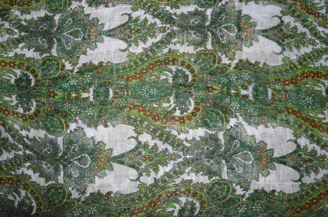 Зеленый льняной шарф с турецким орнаментом фото 3