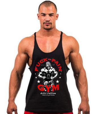 

Майка мужская с узкими бретелями "FUCK PAIN GYM" 2XL, черный