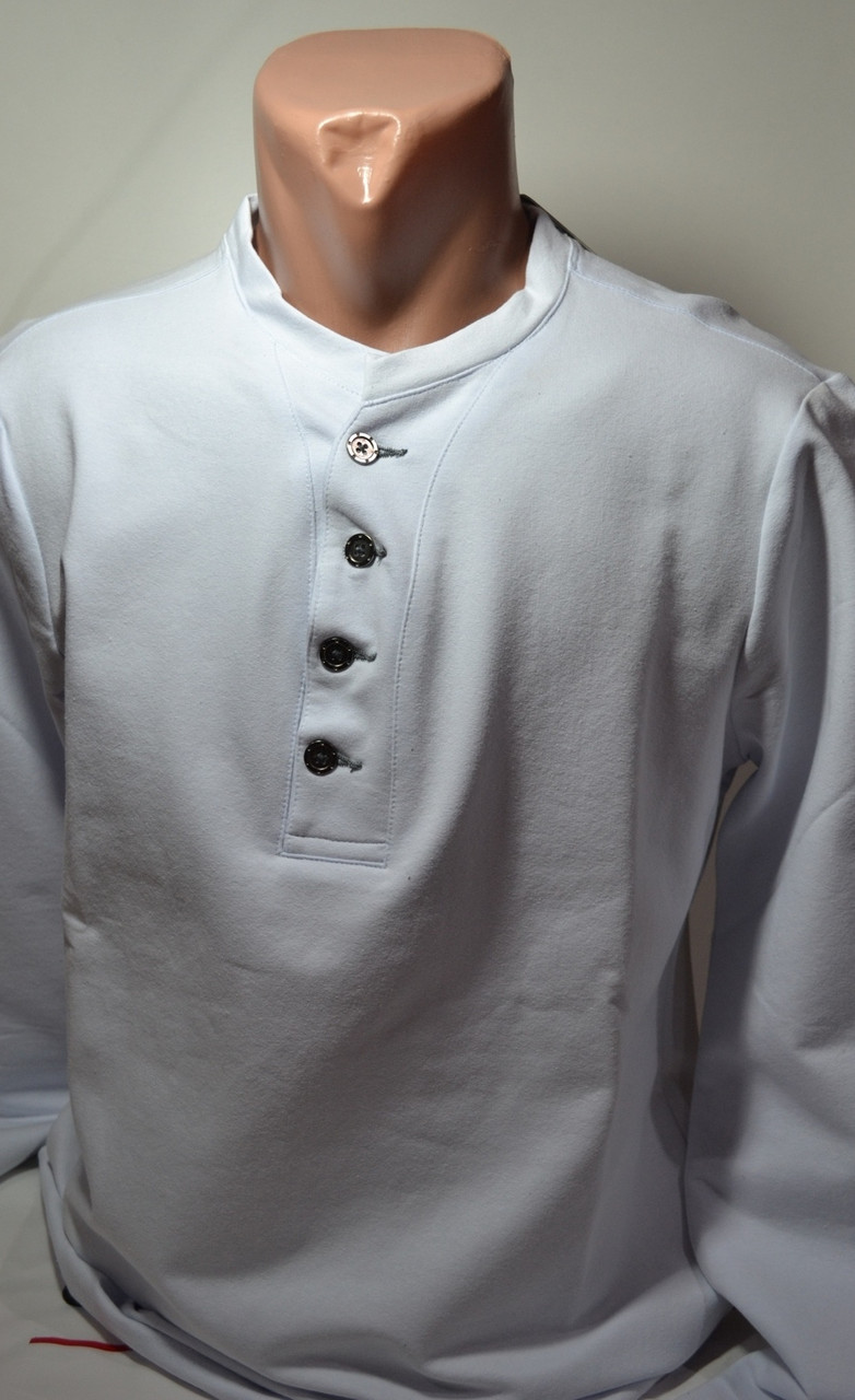 Белая трикотажная рубашка с воротником стойкой CASSEL (размер S.XL)