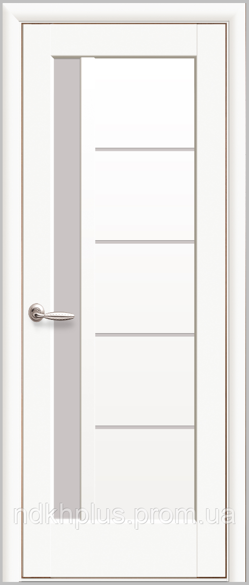 Двери межкомнатные Грета белый матовый со стеклом сатин
