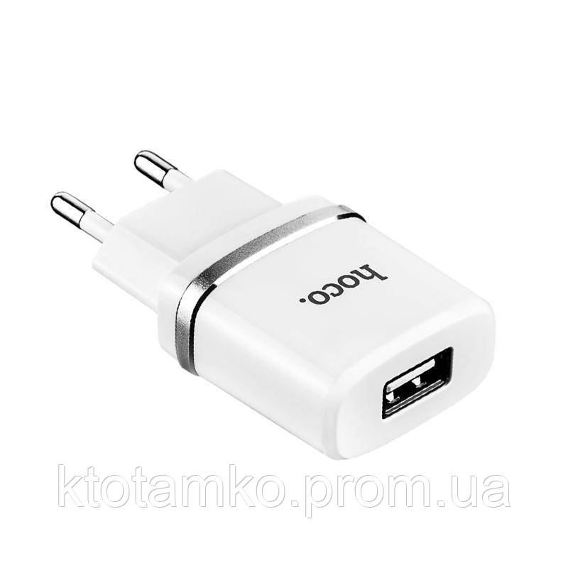 

СЗУ 1USB Hoco C11 White + USB Cable MicroUSB (1A), Белый