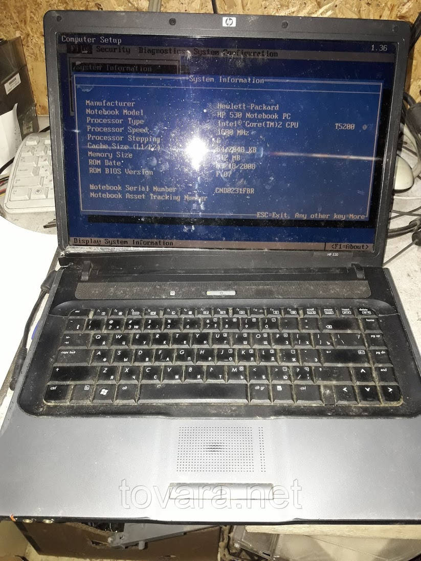 

Ноутбук HP 530 C2D T5200/DVD-RW/WiFi/15.4"/2.47 кг №2409/15, Серый