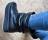 Prima жіночі зимові чоботи на платформі танкетці натуральна чорна шкіра, фото 5