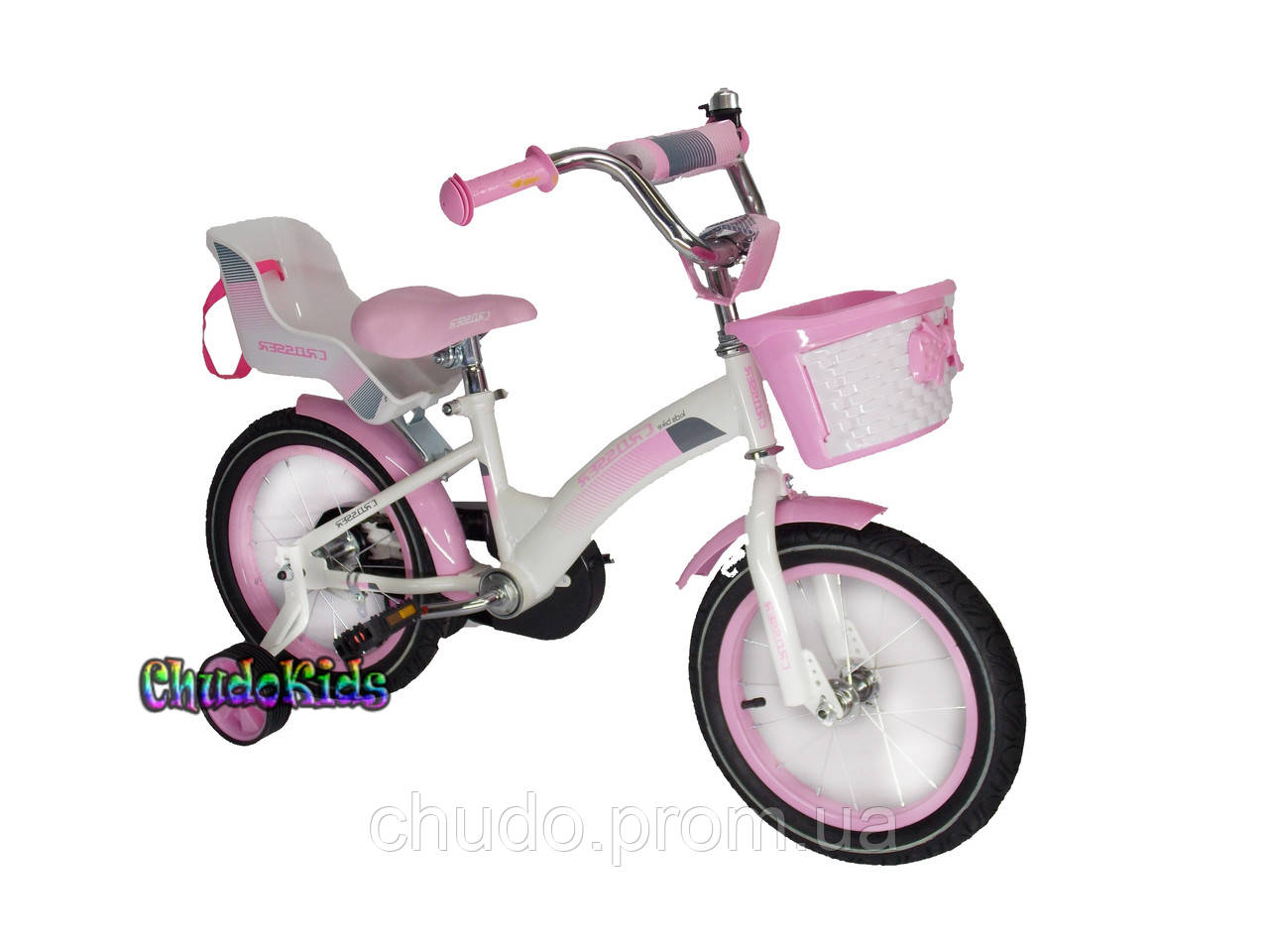 

Детский велосипед для девочек Crosser Kids Bike 16" бело-розовый