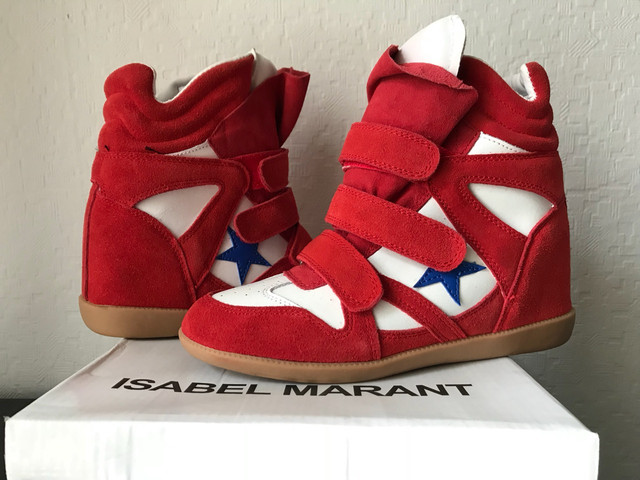 Кросівки на платформі Isabel marant червоні із зіркою