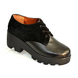Стильні жіночі туфлі на тракторній підошві, натуральна шкіра і замш. 38 розмір, фото 4