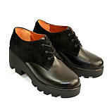 Стильні жіночі туфлі на тракторній підошві, натуральна шкіра і замш. 38 розмір, фото 5