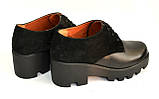 Стильні жіночі туфлі на тракторній підошві, натуральна шкіра і замш. 38 розмір, фото 7