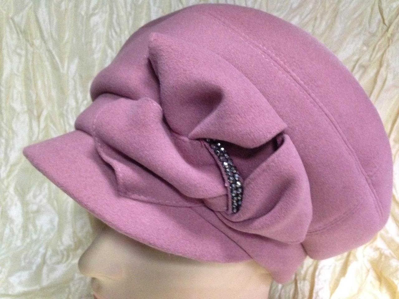 

Эксклюзивная женская кашемировая кепка цвет розовый карамель