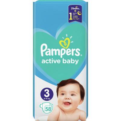 Подгузник Pampers Active Baby Midi Размер 3 (6-10 кг), 58 шт. (8001090