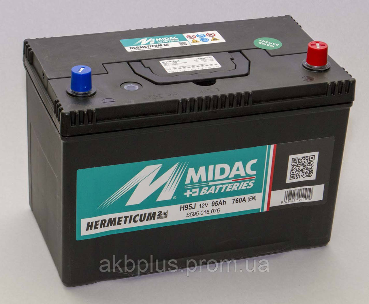 

Аккумулятор 6СТ-95A MIDAC HERMETICUM Asia, 12V, 95Ah (-/+) евро, Мидак Герметикум азия, 12В, 95Ач, EN760А