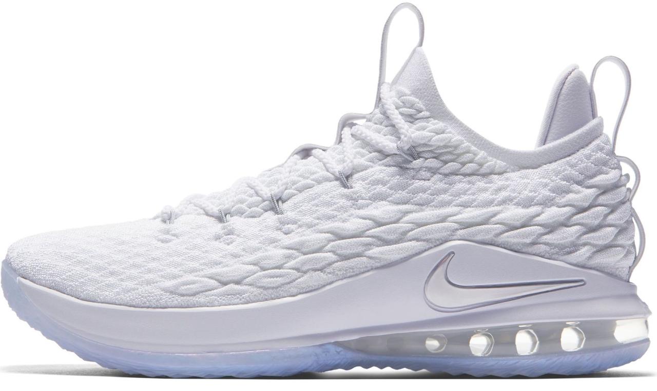 lebron 15 low white metallic silver