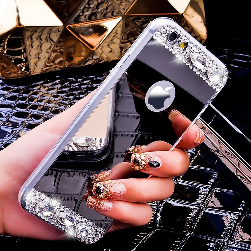 

Силиконовый чехол для Apple iPhone 7 Silver с камнями, Серебристый