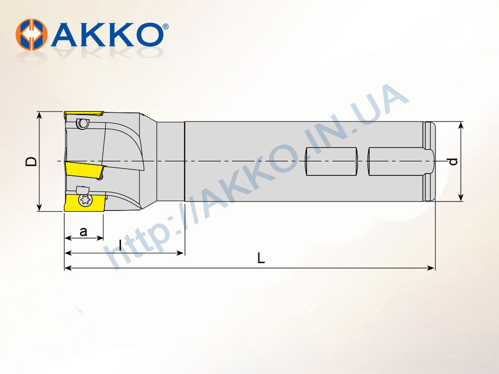 Фреза концевая AEM90-AP10-D16-C16-L200-Z02 под пластину APKT 1003.. AK
