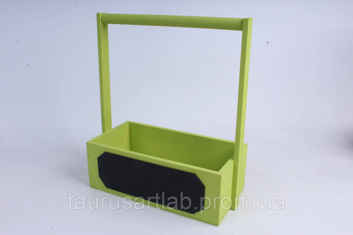 Стильная деревянная коробка, ящик зеленого цвета для цветов, подарков 