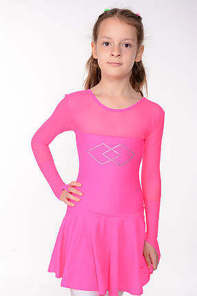 Детский купальник с юбкой для танцев цвет розовый бифлекс, фото 2