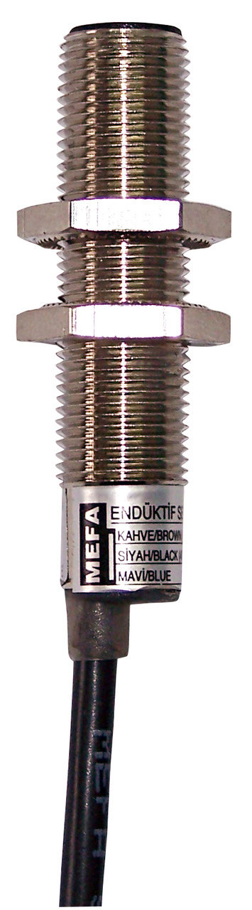 

Индуктивный датчик металлич.(промышл. типа), 4-х проводный, SN 4mm, NPN, NO+NC, корпус 50mm, выступающий фронт, размер корпуса M12x1, 2м кабель