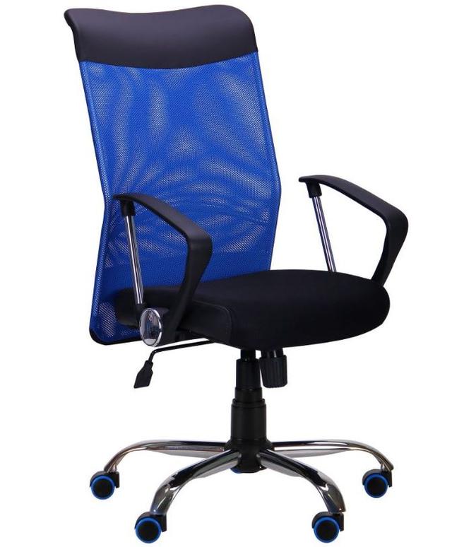 Кресло АЭРО HB Line Color сиденье Сетка чёрная,Неаполь N-20/спинка Сетка синяя, вставка Неаполь N-20