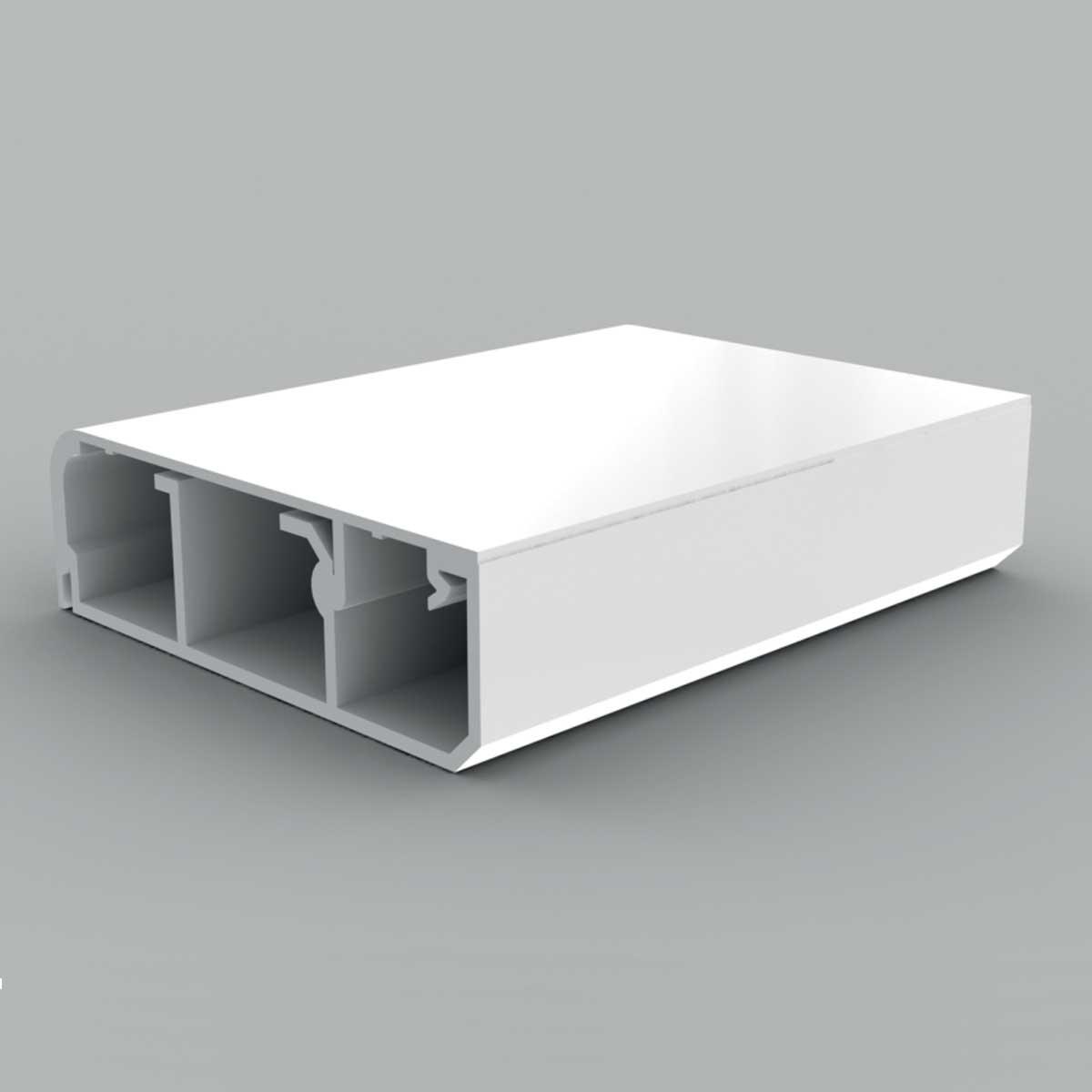 Кабельний канал з ПВХ плінтусний (білого кольору) 80х25мм; Серія LP (плінтусні); ПВХ 
