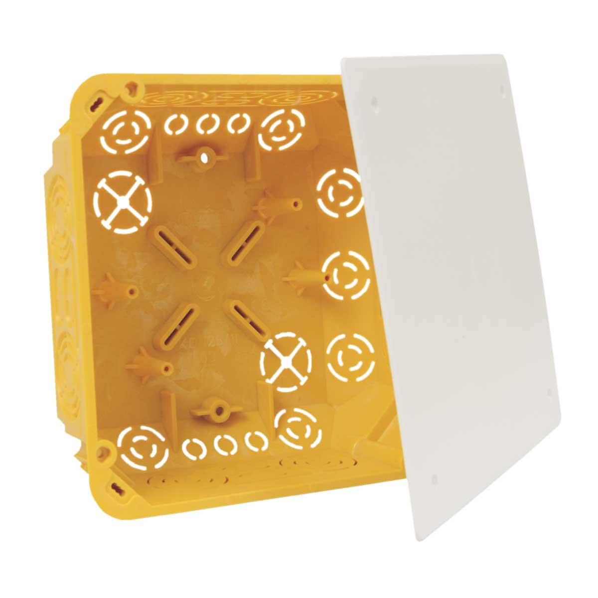 Коробка розподільча з кришкою ПВХ; Жовта; 155х155х64мм