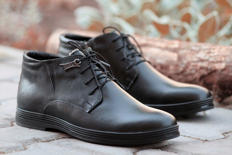 Туфли мужские кожаные зимние черные (код 1165) 44