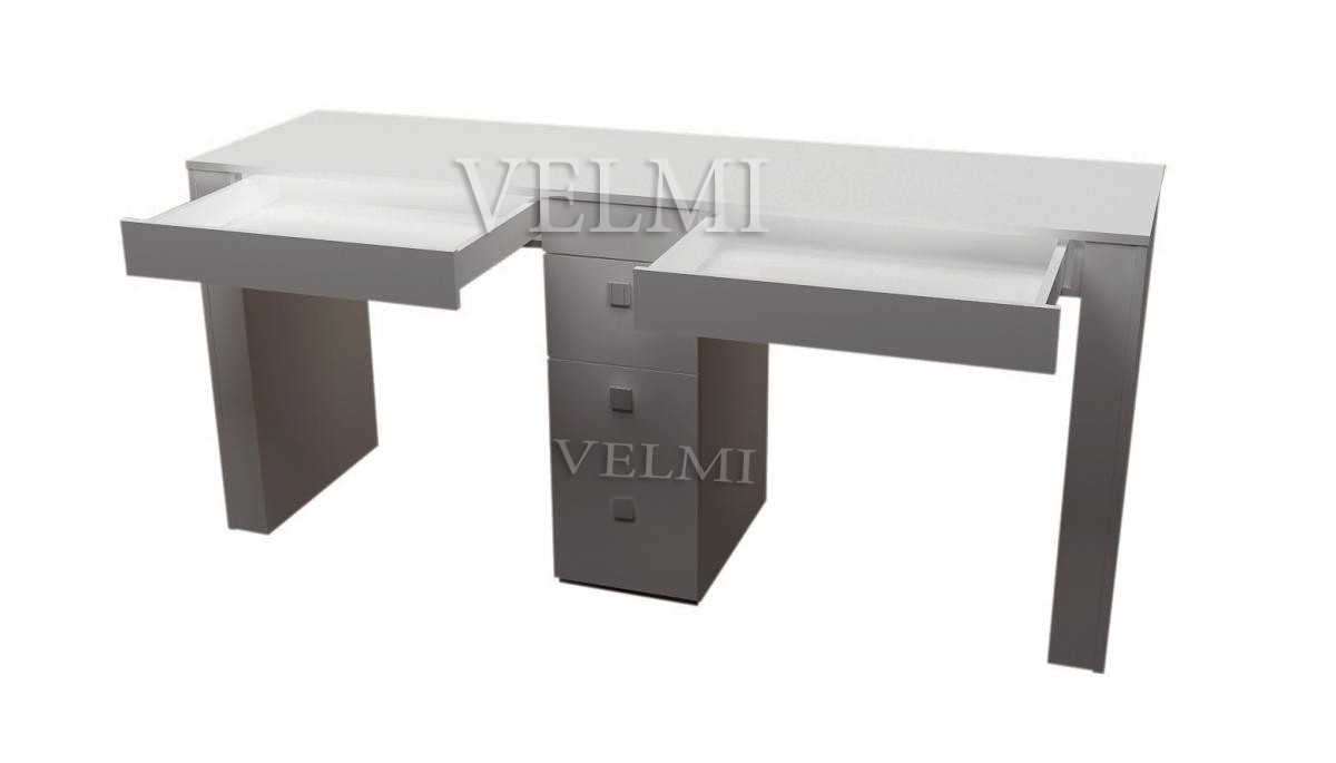 Стол маникюрный для двух мастеров VM109 ДСП Пепельный (Velmi TM)