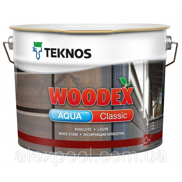 

Teknos Woodex Aqua Classic 2,7 л лессирующий антисептик для защиты наружных деревянных поверхностей, Белый