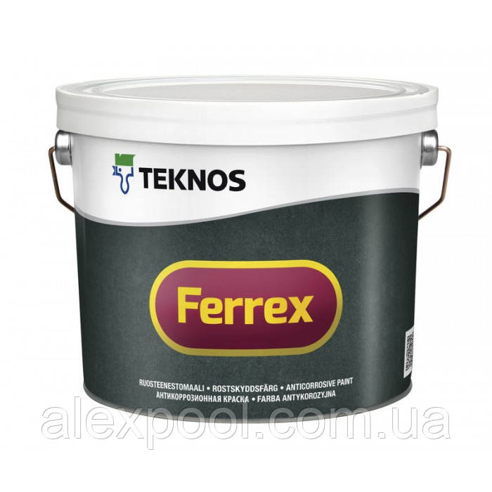 

Teknos Ferrex Cерая 3 л антикоррозионная краска, Белый