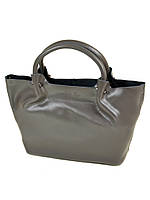 Женская сумка кожаная классическая. Из натуральной кожи 37*25*14см. Серый