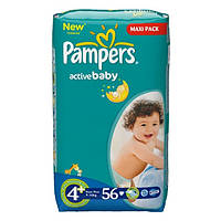 Подгузники Pampers Active Baby-Dry 4+  Maxi Plus 9-16kg 56 шт, фото 1