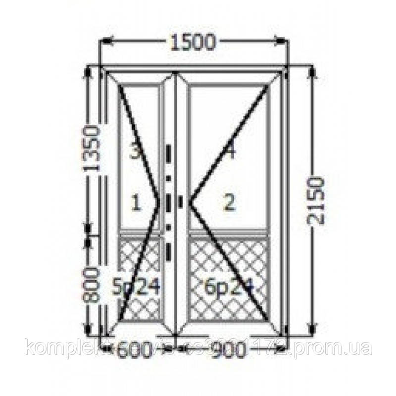 

ДВЕРЬ ВХОДНАЯ С МАГАЗИННОЙ РУЧКОЙ, 1500Х2150, REHAU 60.