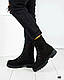 36 розмір! Зимові жіночі високі черевики на шнурівці чорні нубук, фото 4