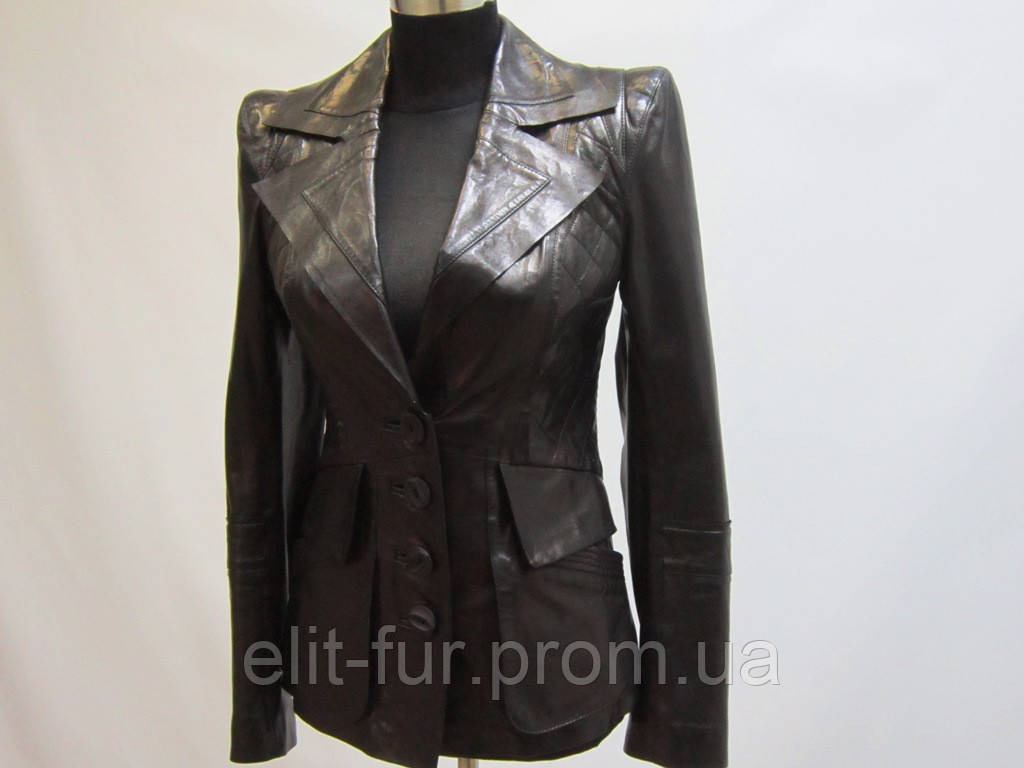

Кожаная куртка-пиджак р. 44-46, Черный