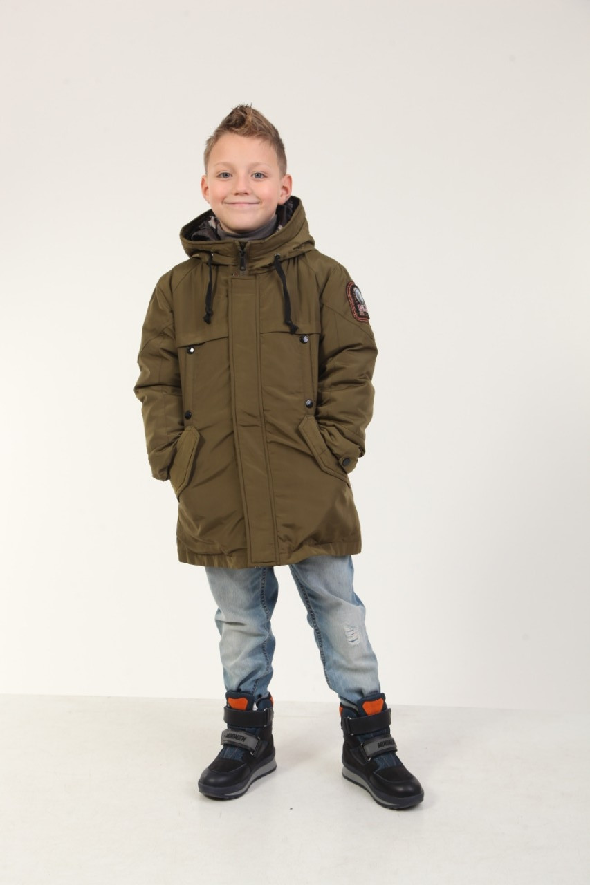 Детская куртка зимняя для мальчика, на пуху 236XAKI 120 см Хаки