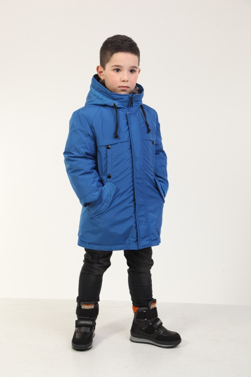 Детская куртка зимняя на пуху для мальчика, 236BLUE 130 см, 160 см Син